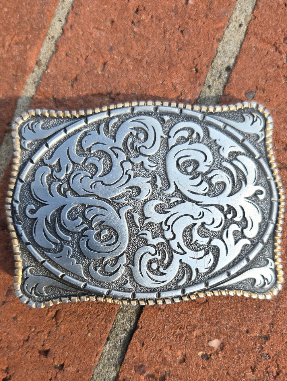 Storming Silver Marlboro Promotional Western Ornate Floral Scroll Belt Buckle